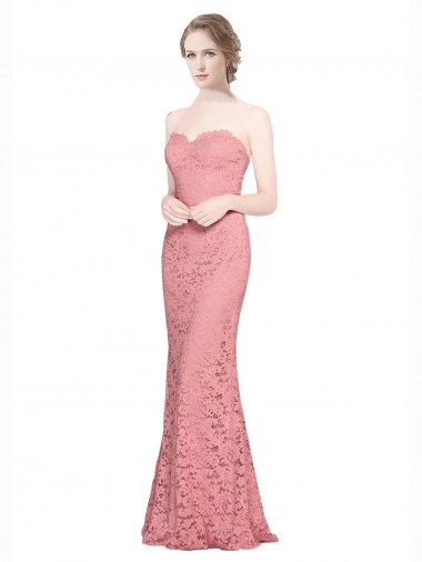 Mermaid Strapless Lace Long Salmon Formal Dress / Bridesmaid Dress Belfast