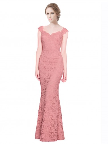 Mermaid Strapless Lace Long Salmon Prom Dress / Bridesmaid Dress Belfast