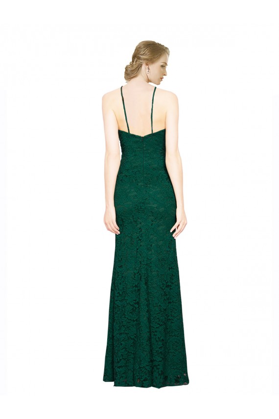 Mermaid High Neck Lace Long Dark Green Prom Dress / Bridesmaid Dress Belfast