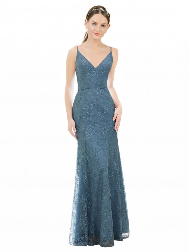Sheath V-Neck Lace Long Bridesmaid Dress Belfast