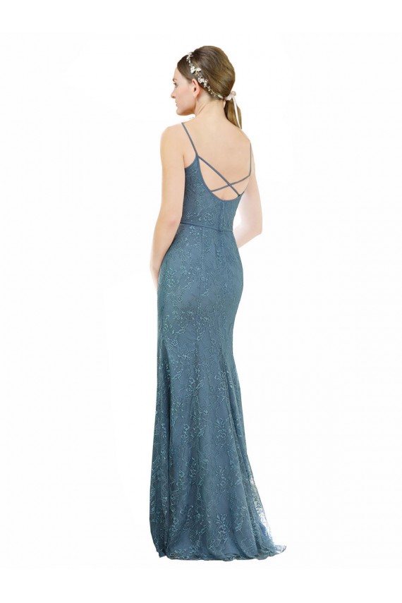 Sheath V-Neck Lace Long Bridesmaid Dress Belfast