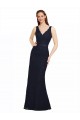 Sheath V-Neck Lace Long Dark Navy Bridesmaid Dress Belfast