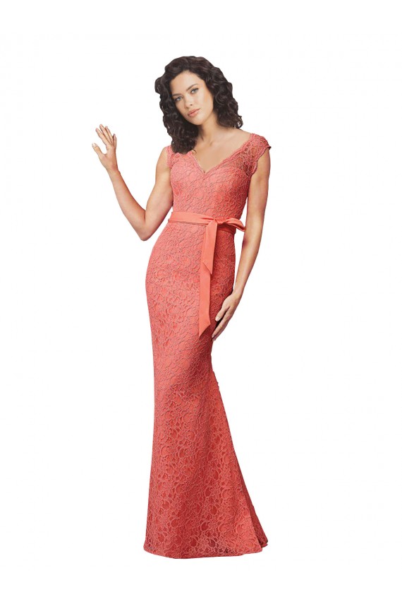 Mermaid V-Neck Lace Long Bridesmaid Dress Belfast