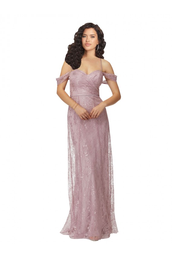 A-Line Sweetheart Lace Long Bridesmaid Dress Belfast