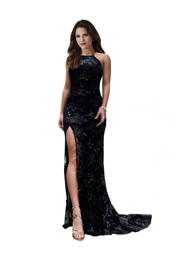 Mermaid High Neck Lace Long Black Black Tie Evening Gown / Prom Dress / Bridesmaid Dress Belfast
