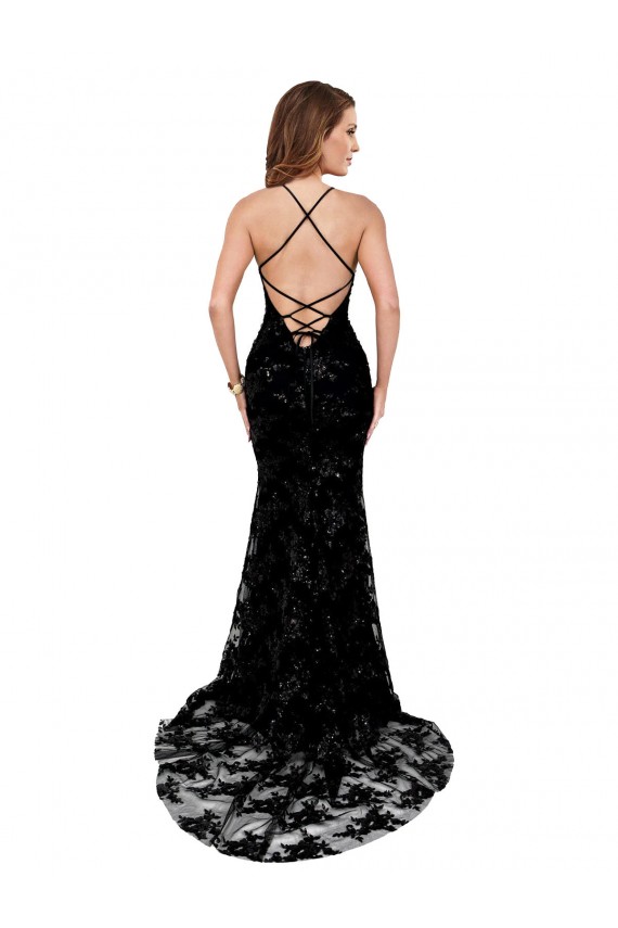 Mermaid High Neck Lace Long Black Black Tie Evening Gown / Prom Dress / Bridesmaid Dress Belfast