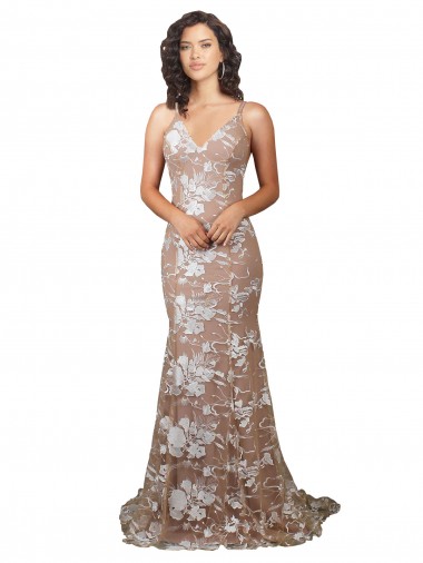 Mermaid V-Neck Lace Sweep Train Champagne Wedding Dress Belfast