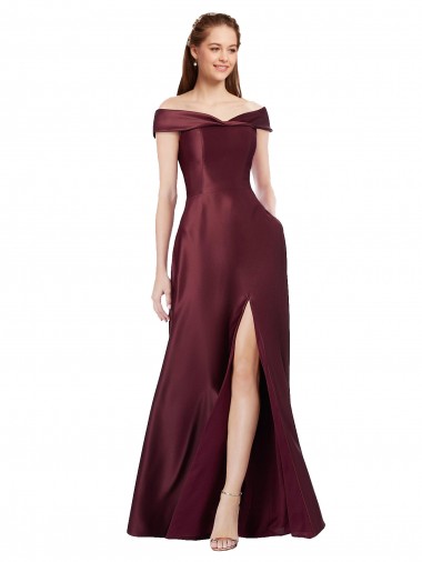 A-Line Strapless Satin Long Burgundy Gold Black Tie Evening Gown / Prom Dress / Bridesmaid Dress Belfast