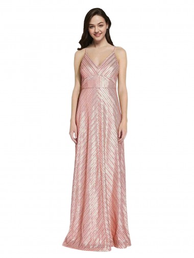 Sheath V-Neck Sequin Long Rose Gold Formal Evening Gown / Prom Dress / Bridesmaid Dress Belfast