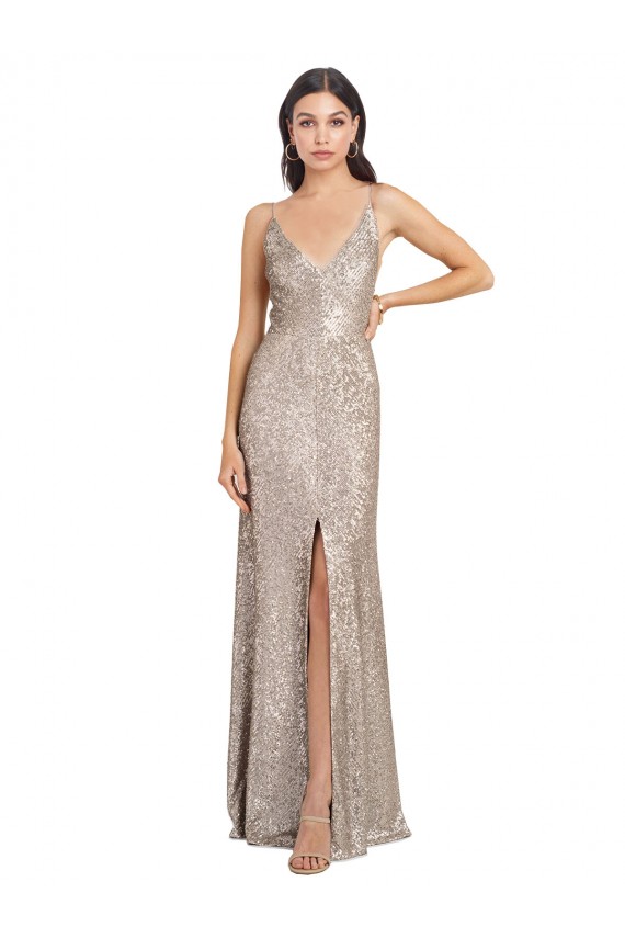 Sheath High Neck Sequin & Sparkling Sequin Long Silver Formal Evening Gown / Prom Dress / Bridesmaid Dress Belfast