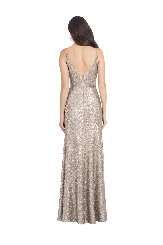 Sheath High Neck Sequin & Sparkling Sequin Long Silver Formal Evening Gown / Prom Dress / Bridesmaid Dress Belfast