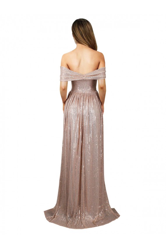 A-Line Strapless Sequin Long Champagne Formal Evening Gown / Prom Dress / Bridesmaid Dress Belfast