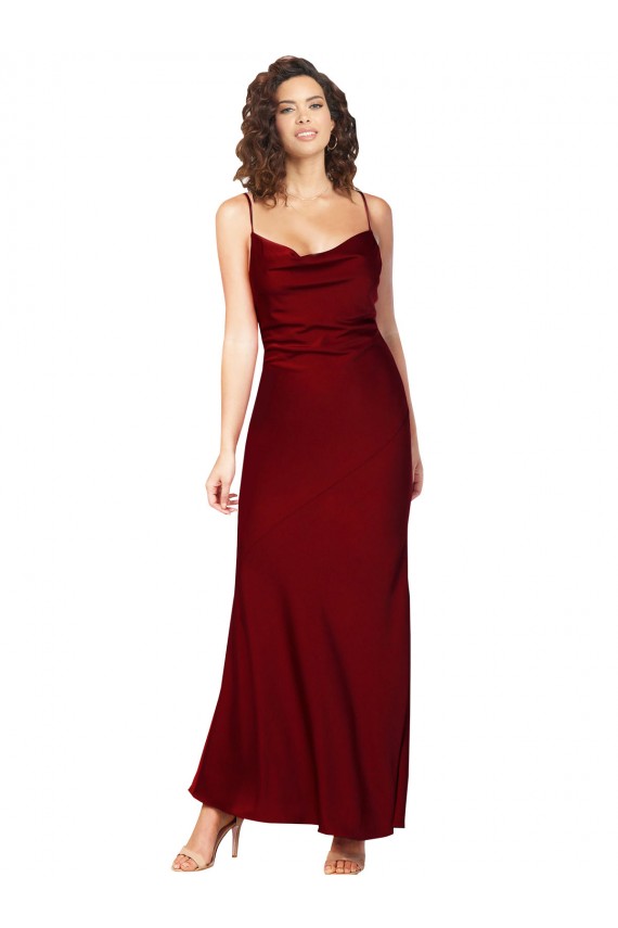 Sheath Cowl Neck Silk like Satin Long Burgundy Black Tie Evening Gown / Prom Dress / Bridesmaid Dress Belfast