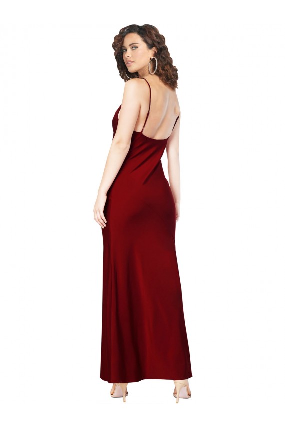 Sheath Cowl Neck Silk like Satin Long Burgundy Black Tie Evening Gown / Prom Dress / Bridesmaid Dress Belfast