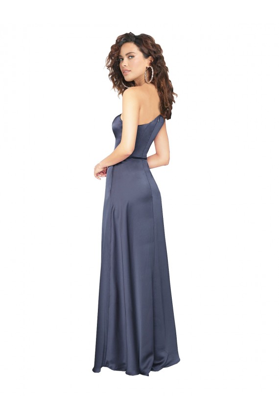 A-Line One Shoulder Silk like Satin Long Dusk Formal Evening Gown / Prom Dress / Bridesmaid Dress Belfast
