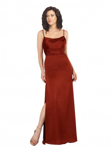 A-Line Square Neck Silk like Satin Long Red Formal Evening Gown / Prom Dress / Bridesmaid Dress Belfast
