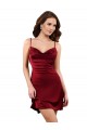 Sheath Cowl Neck Silk like Satin Midi Length Burgundy Formal Evening Gown / Prom Dress / Bridesmaid Dress Belfast