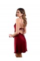 Sheath Cowl Neck Silk like Satin Midi Length Burgundy Formal Evening Gown / Prom Dress / Bridesmaid Dress Belfast