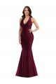 Mermaid V-Neck Silk like Satin Long Burgundy Formal Plus Size Evening Gown / Prom Dress / Bridesmaid Dress Belfast