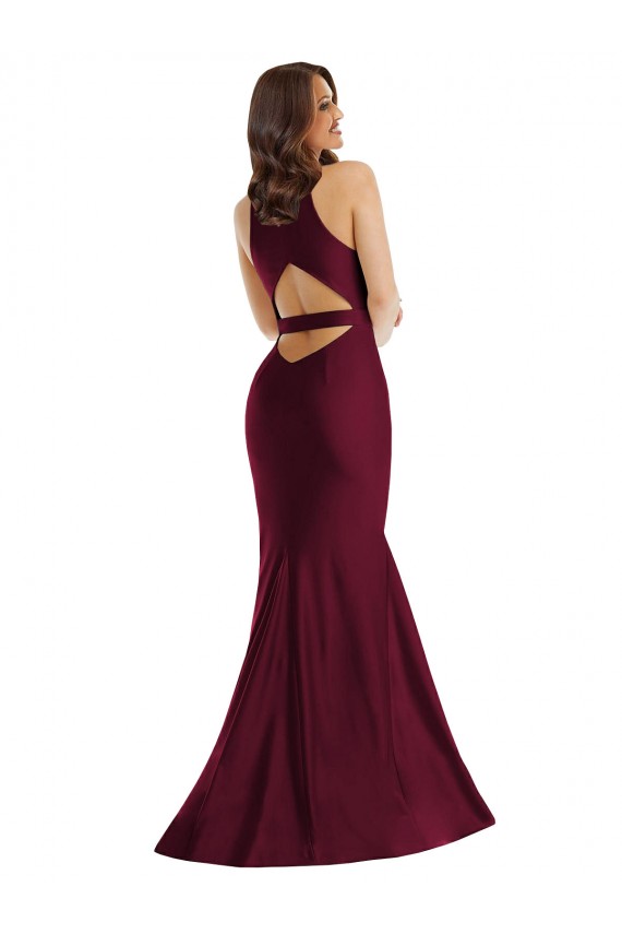 Mermaid V-Neck Silk like Satin Long Burgundy Formal Plus Size Evening Gown / Prom Dress / Bridesmaid Dress Belfast