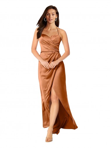 A-Line Sweetheart Silk like Satin Long Orange High Low Evening Gown / Prom Dress / Bridesmaid Dress Belfast