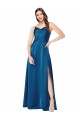 A-Line Cowl Neck Silk like Satin Long Peacock Blue Formal Evening Gown / Prom Dress / Bridesmaid Dress Belfast