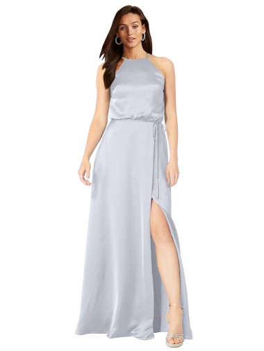 A-Line Halter Neck Silk like Satin Long Fog Formal Evening Gown / Bridesmaid Dress Belfast