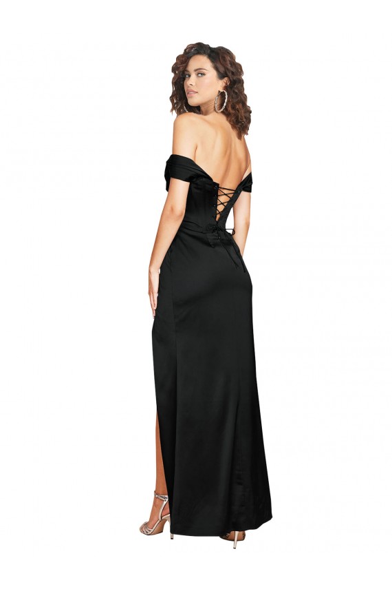 A-Line Sweetheart Silk like Satin Long Black Black Tie Evening Gown / Prom Dress / Bridesmaid Dress Belfast