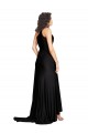 A-Line One Shoulder Silk like Satin Long Black Black Tie Evening Gown / Prom Dress / Bridesmaid Dress Belfast