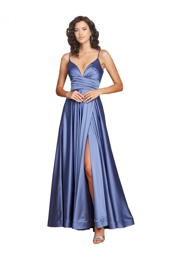 A-Line Sweetheart Silk like Satin Long French Blue Black Tie Evening Gown / Prom Dress / Bridesmaid Dress Belfast