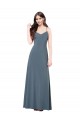 A-Line V-Neck Spandex Long Slate Grey Prom Dress / Bridesmaid Dress Belfast