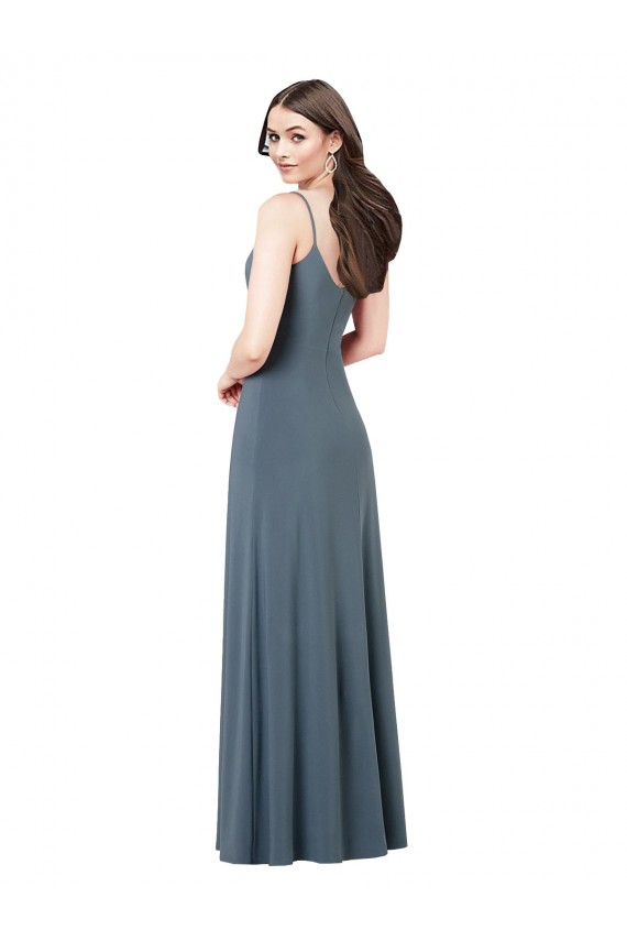 A-Line V-Neck Spandex Long Slate Grey Prom Dress / Bridesmaid Dress Belfast