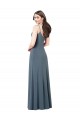 A-Line V-Neck Spandex Long Slate Grey Prom Dress / Bridesmaid Dress Belfast