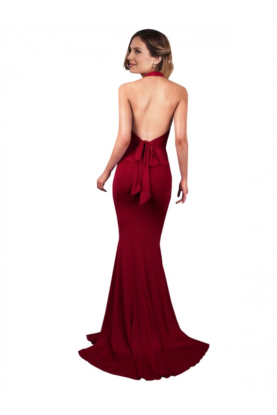 Mermaid V-Neck Spandex Long Burgundy Formal Evening Gown / Prom Dress / Bridesmaid Dress Belfast