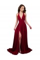 A-Line V-Neck Spandex Long Burgundy Black Tie Evening Gown / Prom Dress / Bridesmaid Dress Belfast