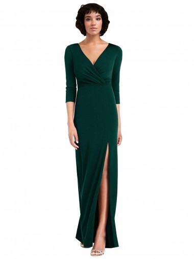 Trumpet V-Neck Spandex Long Dark Green Formal Evening Gown / Prom Dress / Bridesmaid Dress Belfast