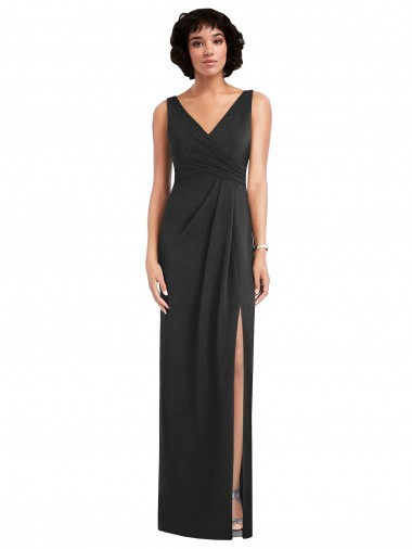 Sheath V-Neck Spandex Long Black Formal Evening Gown / Prom Dress / Bridesmaid Dress Belfast