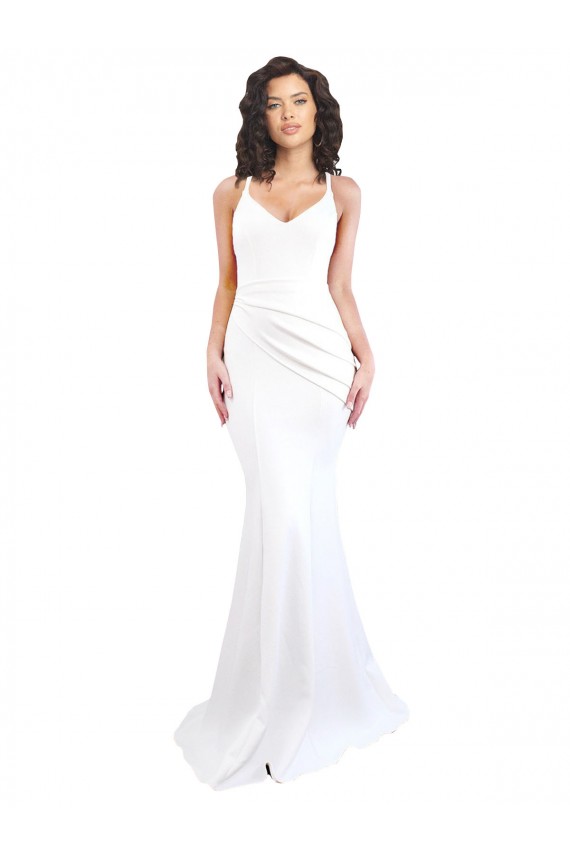 Mermaid High Neck Stretch Crepe Long White Black Tie Evening Gown / Prom Dress / Bridesmaid Dress Belfast