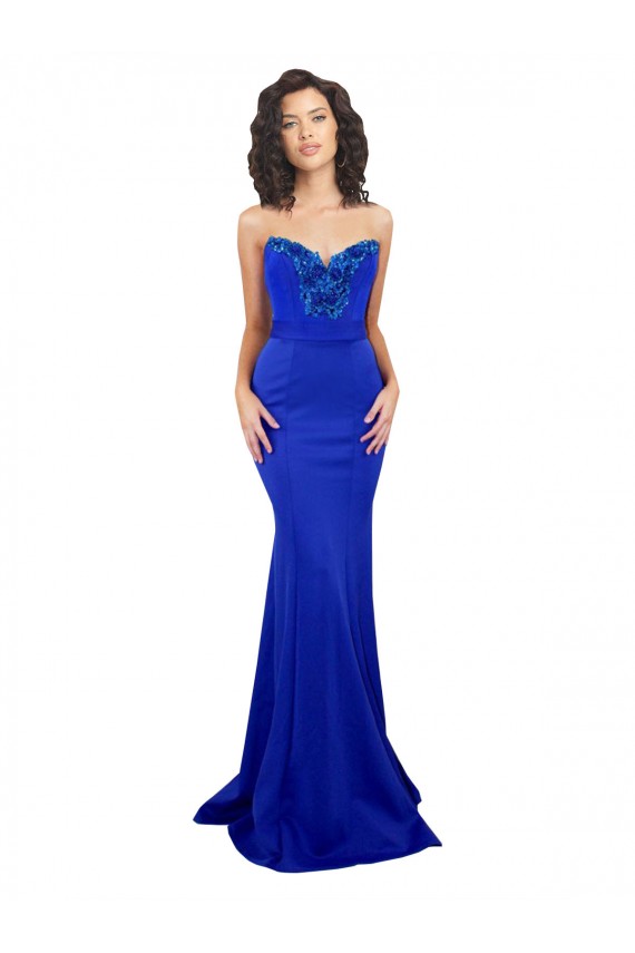 Mermaid High Neck Stretch Crepe Long Royal Blue Formal Evening Gown / Prom Dress / Bridesmaid Dress Belfast