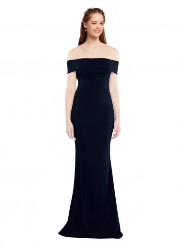 Mermaid Off the Shoulder Stretch Crepe Long Dark Navy Formal Dress / Bridesmaid Dress Belfast