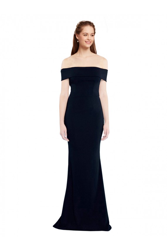 Mermaid Off the Shoulder Stretch Crepe Long Dark Navy Formal Dress / Bridesmaid Dress Belfast