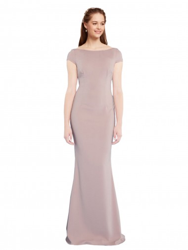 Mermaid Boat Neck Stretch Crepe Long Dusty Pink Formal Evening Gown / Prom Dress / Bridesmaid Dress Belfast