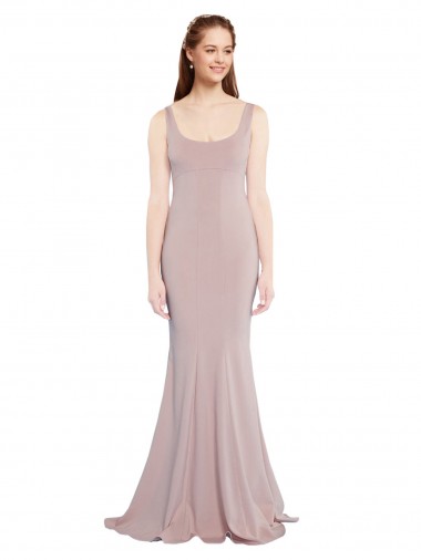 Mermaid Scoop Neck Stretch Crepe Long Dusty Pink Formal Evening Gown / Prom Dress / Bridesmaid Dress Belfast