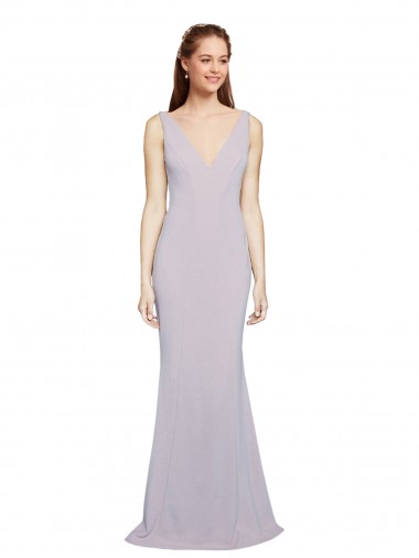Mermaid V-Neck Stretch Crepe Long Arctic Lilac Formal Evening Gown / Prom Dress / Bridesmaid Dress Belfast