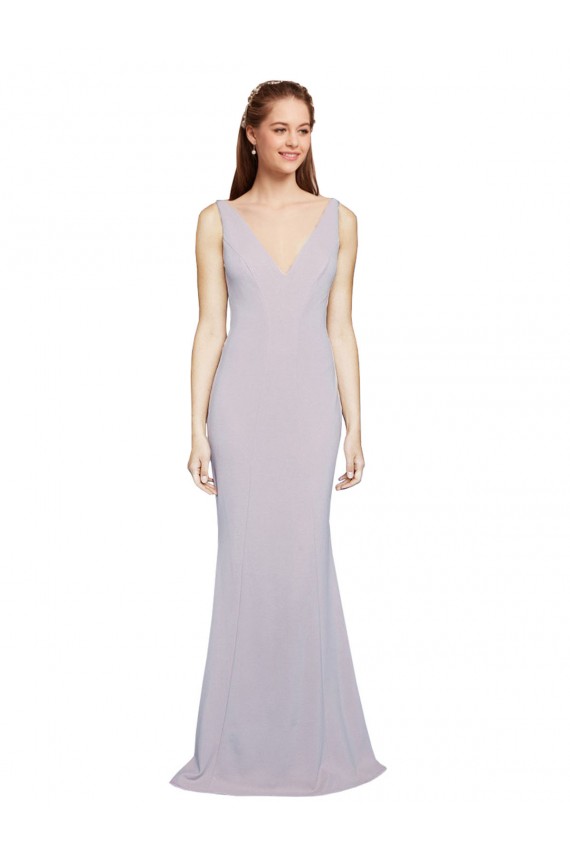 Mermaid V-Neck Stretch Crepe Long Arctic Lilac Formal Evening Gown / Prom Dress / Bridesmaid Dress Belfast