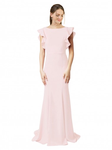 Mermaid, Sheath Jewel Neck Stretch Crepe Sweep Train Pink Black Tie Prom Dress / Bridesmaid Dress Belfast