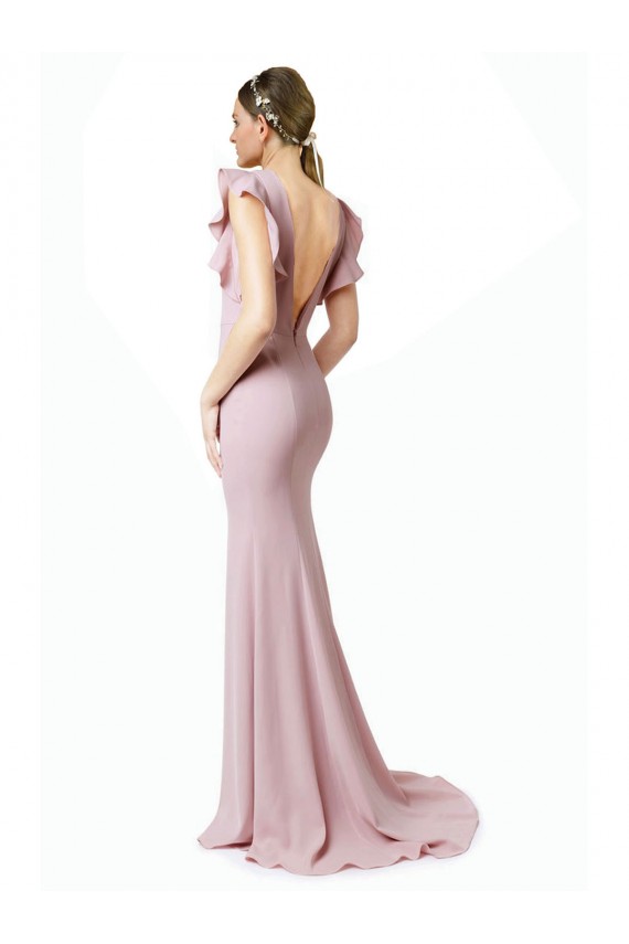 Mermaid, Sheath Jewel Neck Stretch Crepe Sweep Train Pink Black Tie Prom Dress / Bridesmaid Dress Belfast