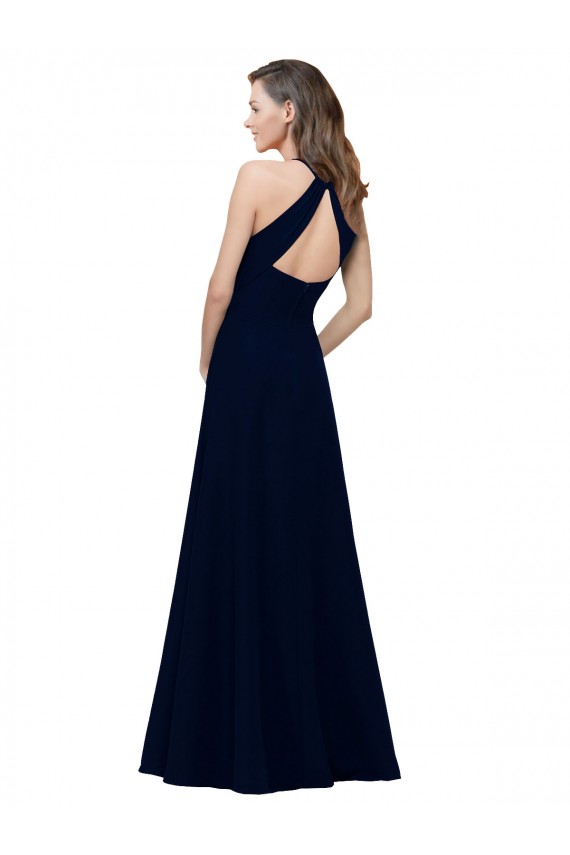 A-Line High Neck Stretch Crepe Long Dusty Pink Prom Dress / Bridesmaid Dress Belfast