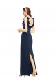 Sheath Scoop Neck Stretch Crepe Long Dark Navy Formal Evening Gown / Prom Dress / Bridesmaid Dress Belfast