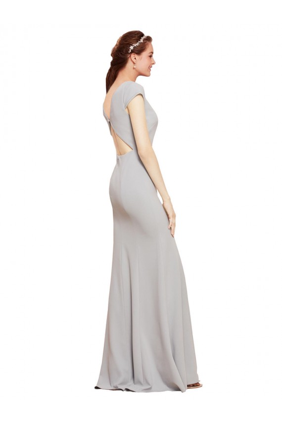 A-Line Boat Neck Stretch Crepe Long Dark Navy Formal Evening Gown / Prom Dress / Bridesmaid Dress Belfast